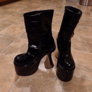 Demonia Cyber 109 platform boots with metal heels